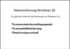 Datensicherung Teil 1 Windows 10