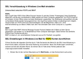 SSL Verschlüsselung in Windows Live Mail einstellen