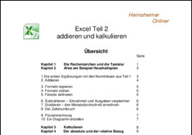 Excel Teil 2 addieren  und kalkulieren
