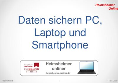 1 Daten sichern PC, Laptop Smartphone
